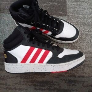 Adidas High-Top Sneakers in Black, White, and Red
